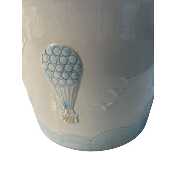 Made in Italy High-gloss Ceramic Planter with Air Balloons & Birds 8 1/4" - Picture 5 of 10
